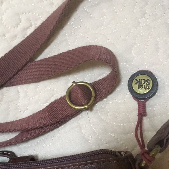 The Sak Pax Feather Design Burgundy Leather Crossbody Bag - Picture 10 of 16